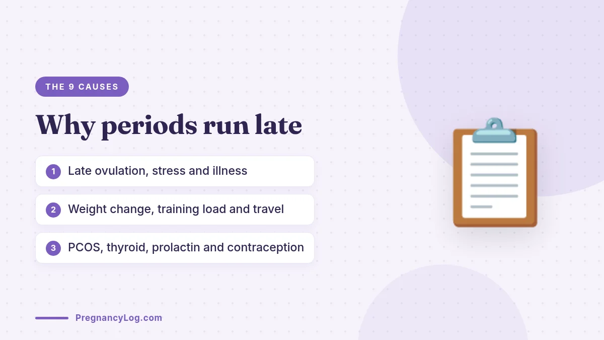 9 Reasons for a Late Period With a Negative Test Nine reasons a period is late with a negative pregnancy test